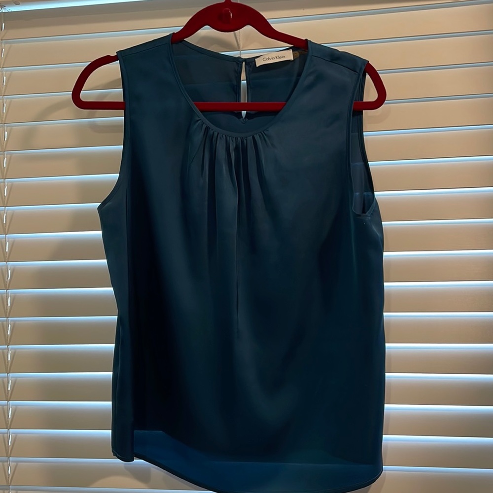 Blue satin blouse